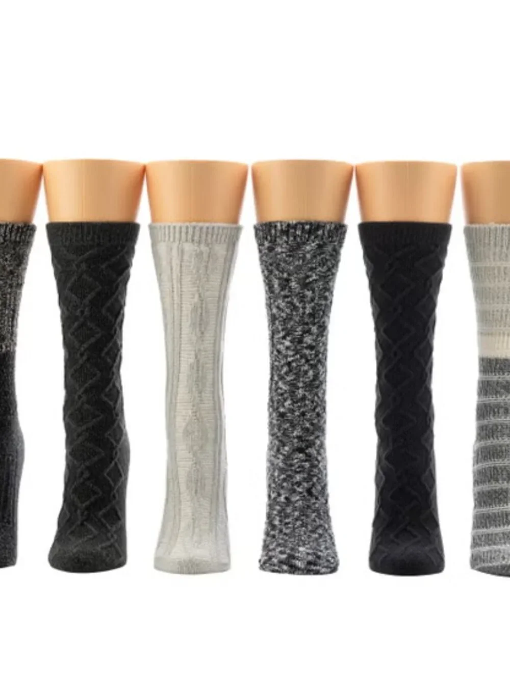 BearPaw Women's 6-Pair Boot Socks Black, Fits Shoe Size: 4-10, NWT